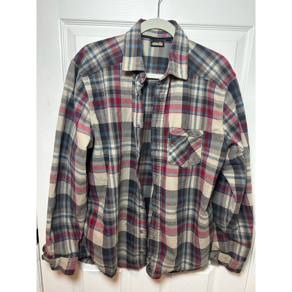 KAVU Flannel Men's Size Large 100% Cotton Button Down Shirt Casual